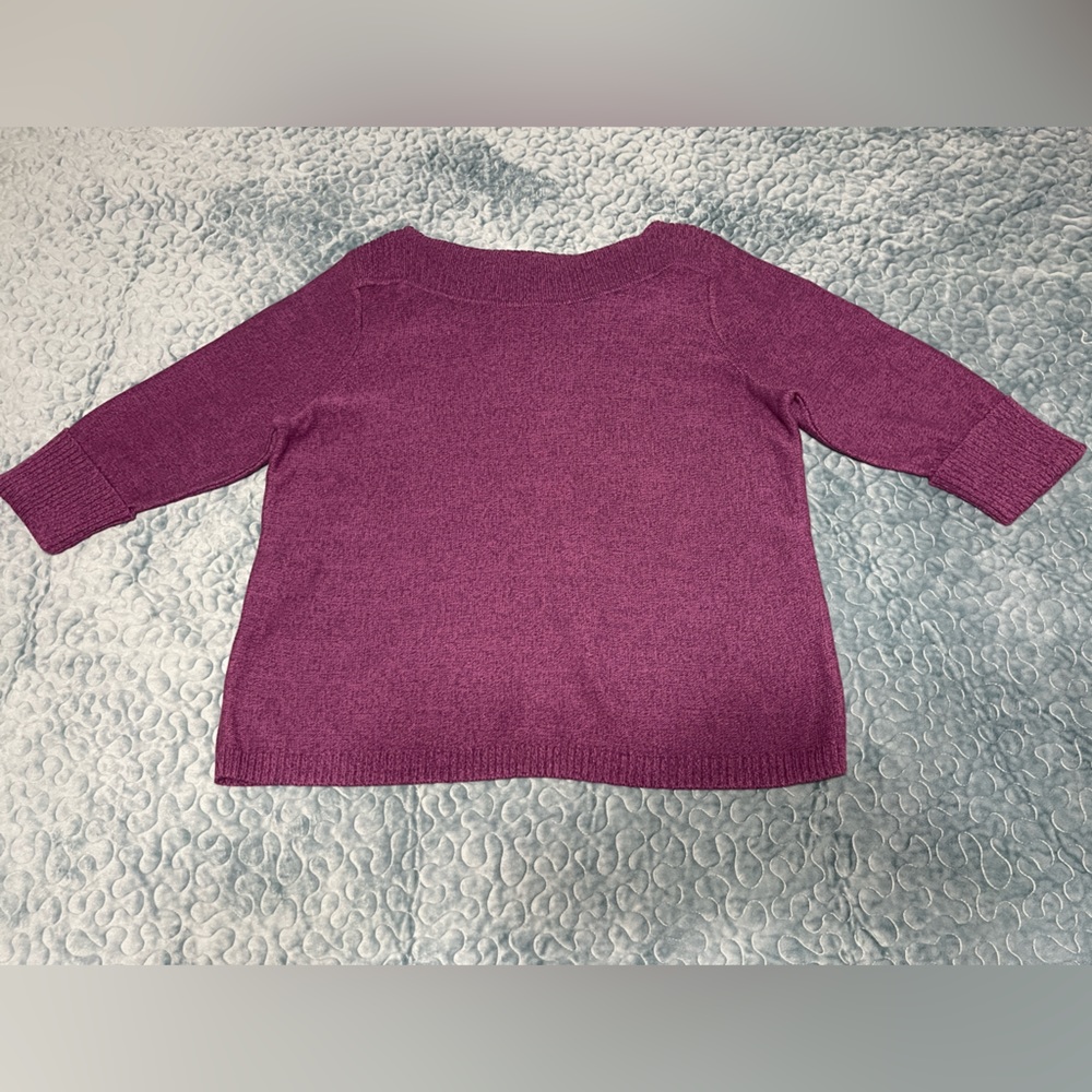 CJ Banks Women’s Sweater Size 1X Purple & Black  100% Cotton Knit Pre-owned